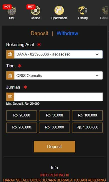 cara deposit Luckymino Slot Fitur Hot